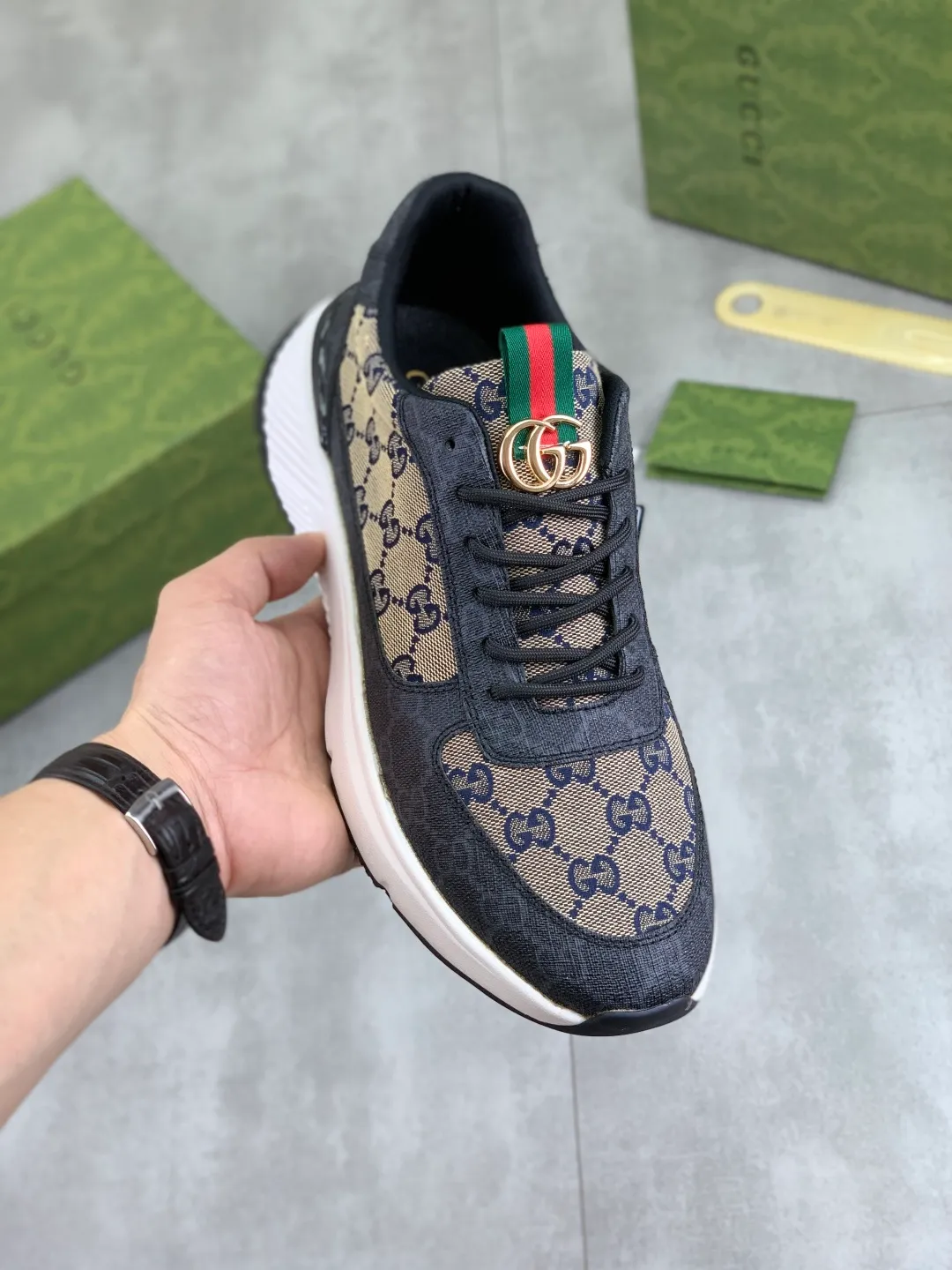 Men's men's shoes 💰P460💰[New model] (GUCCI) official website's latest 🎁🎁casual and fashionable men's shoes👟, hot style 💥 style is simple and elegant, exclusive for trendy men. Unique official website's latest brand double G element Elements 👑 Original Gucci decoration, fashionable and generous, fabric original calfskin ✅ fully imported first-layer pigskin lining, official website designated wear-resistant, lightweight original rubber casual outsole, classic model taken in real life 🎬38-44 (45 customized) 2️⃣ colors available
